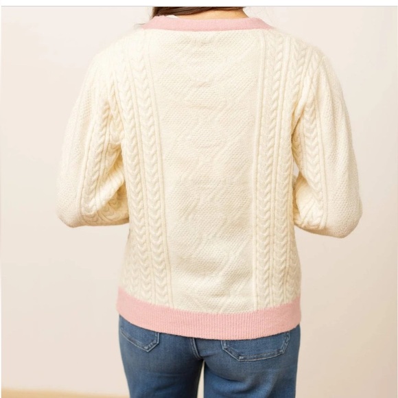 Grace + Emma Cream and Pink Nutcracker Cardigan - Picture 2 of 9